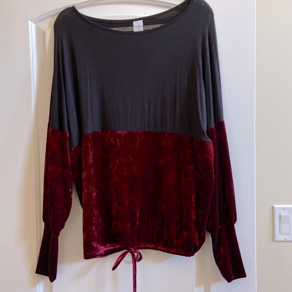 Beautiful wine coloured velvet party top